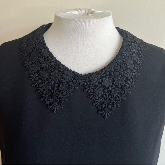 Kate Spade Lace Collar Ponte Black Sleeveless Mini Dress - Picture 4 of 8